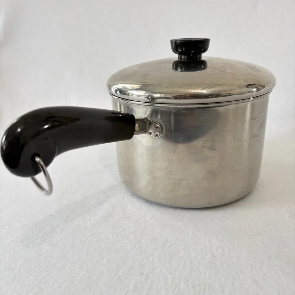 Revere Ware 1 QT Saucepan Pot & Lid Clinton 97C Aluminum Disc Bottom Stainless